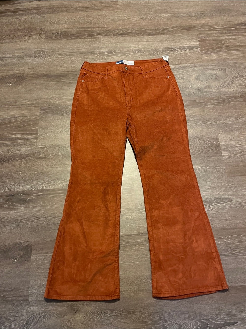 Old Navy Rust Orange Corduroy Flare Pants size 14 petite nwt